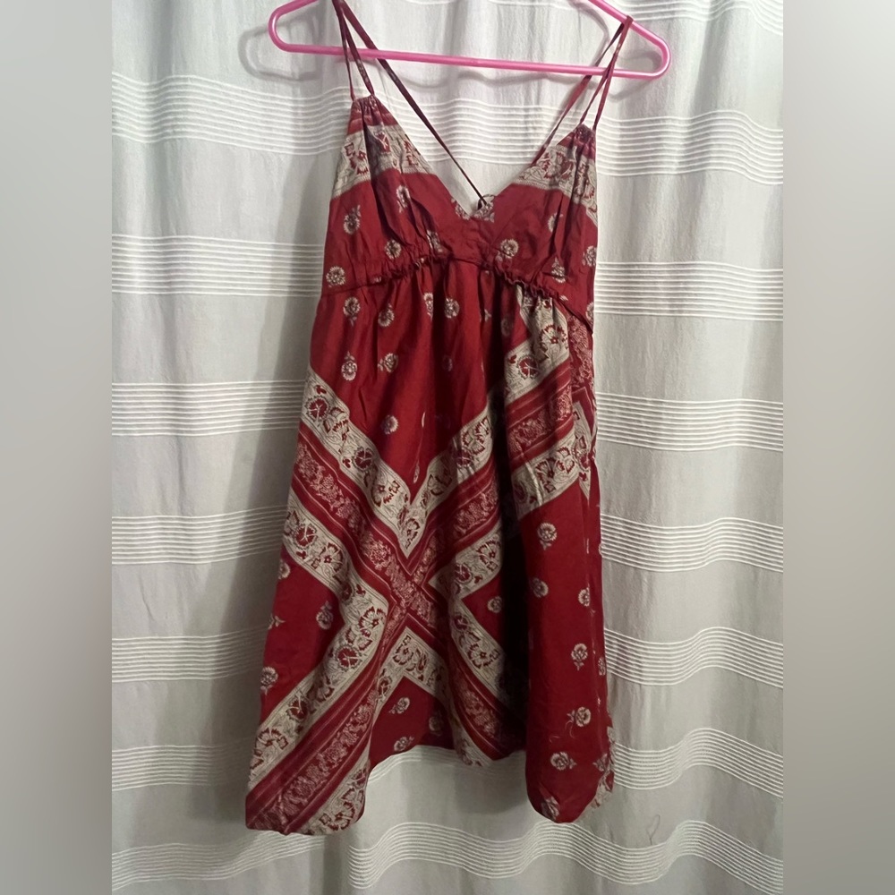 Converse cotton spaghetti strap mini dress size small bandana red casual beach